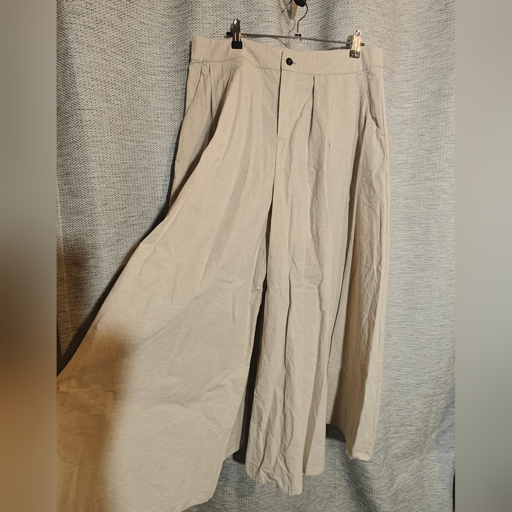 Cream Cotton And Hemp Apuntob Culottes - Picture 5 of 8